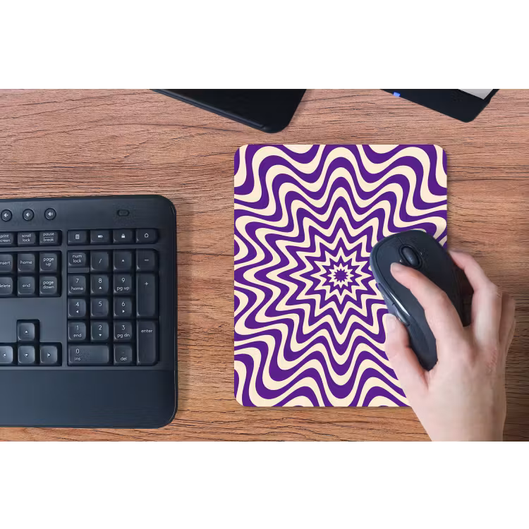 Mouse Pad - Abstract - Waves - Optical - Modern - Purple — 3