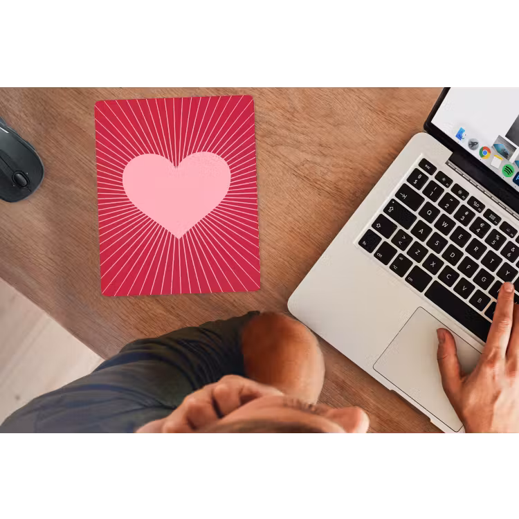 Mouse Pad - Heart - Rays - Love - Abstract - Pink — 2
