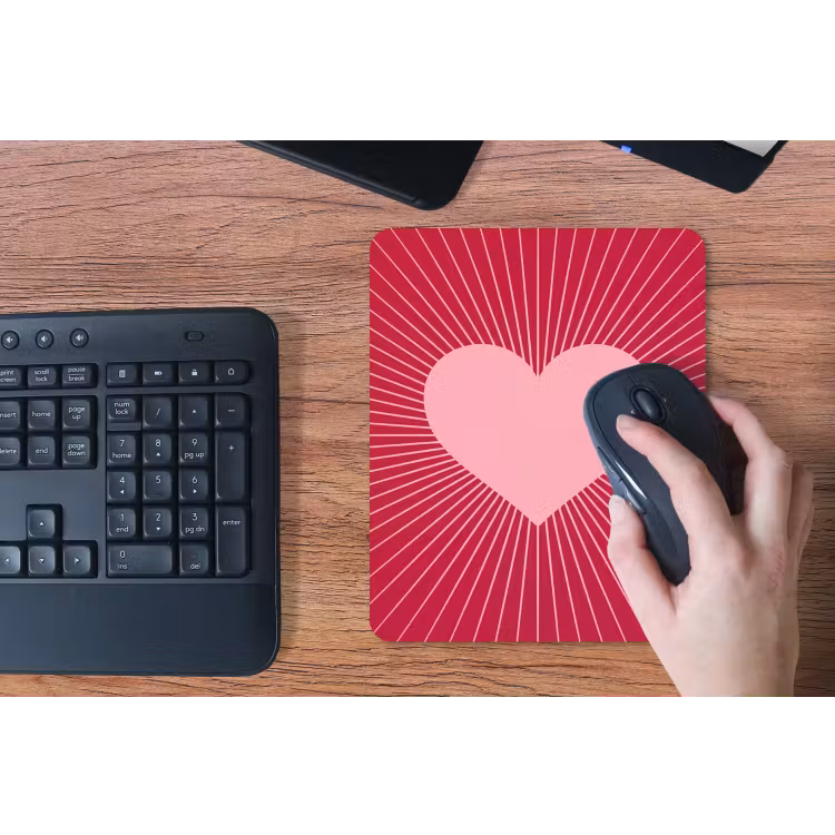 Mouse Pad - Heart - Rays - Love - Abstract - Pink — 3