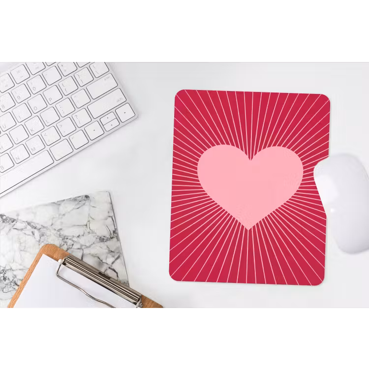 Mouse Pad - Heart - Rays - Love - Abstract - Pink — 4