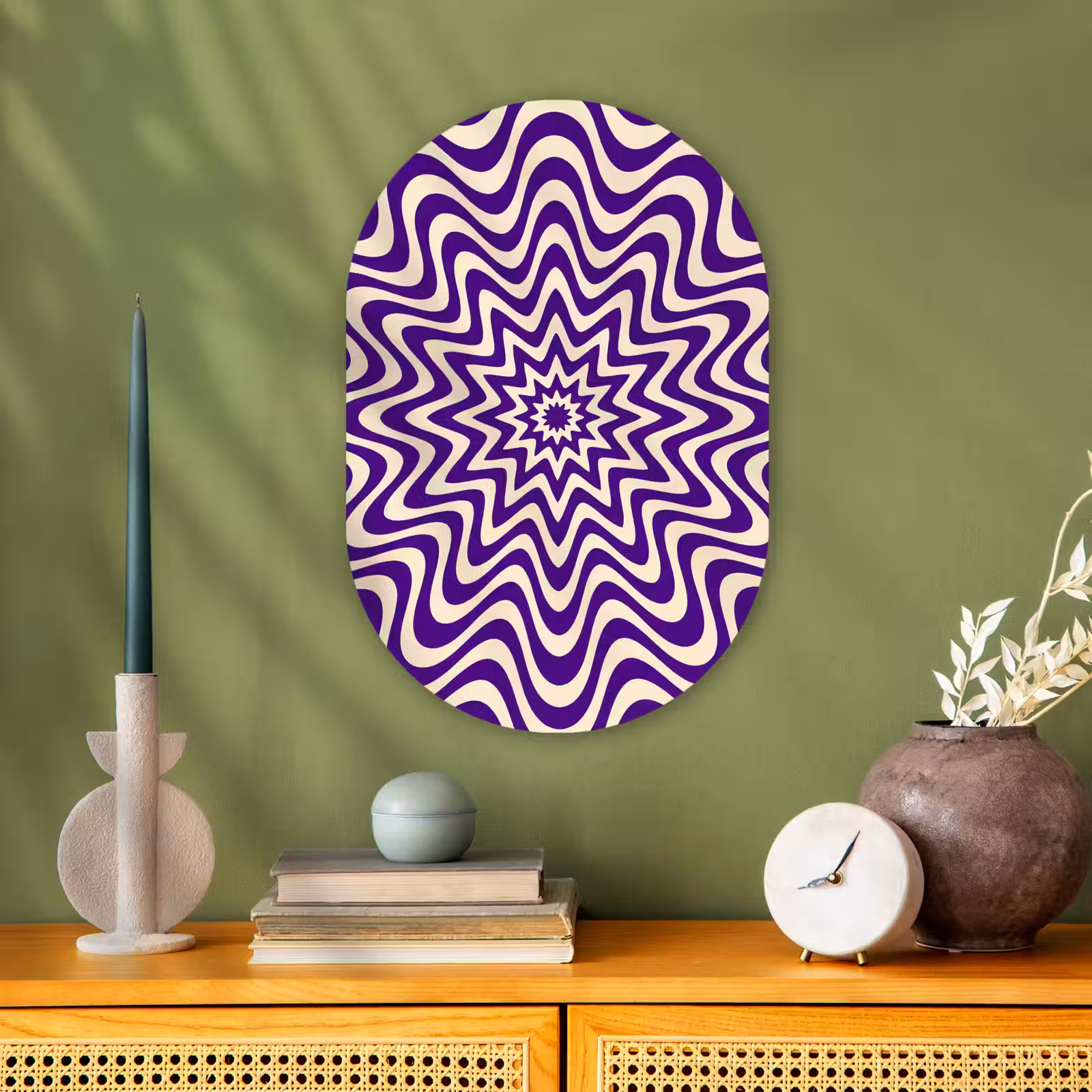Oval - Plastic - Abstract - Waves - Optical - Modern - Purple — 1