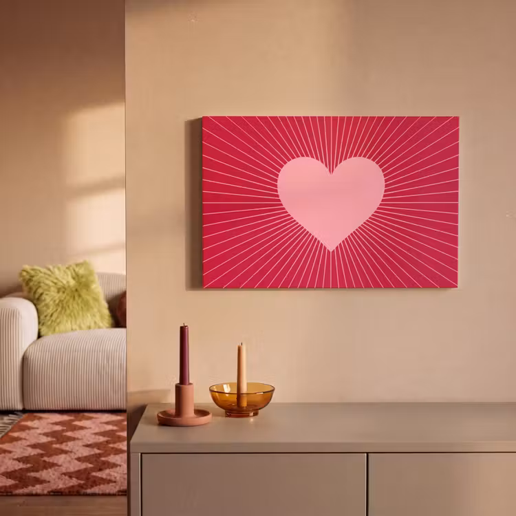 Canvas Print - Heart - Rays - Love - Abstract - Pink — 1