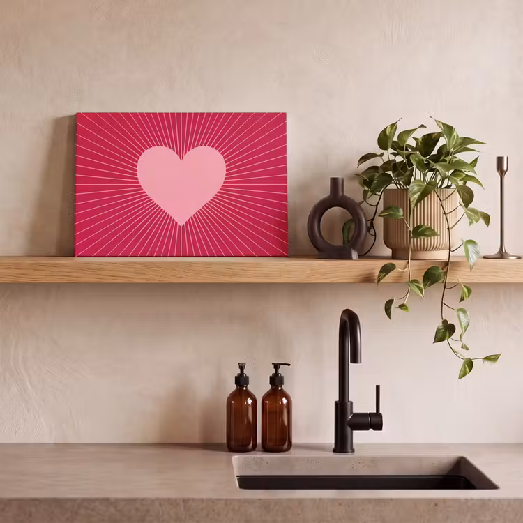 Canvas Print - Heart - Rays - Love - Abstract - Pink — 2