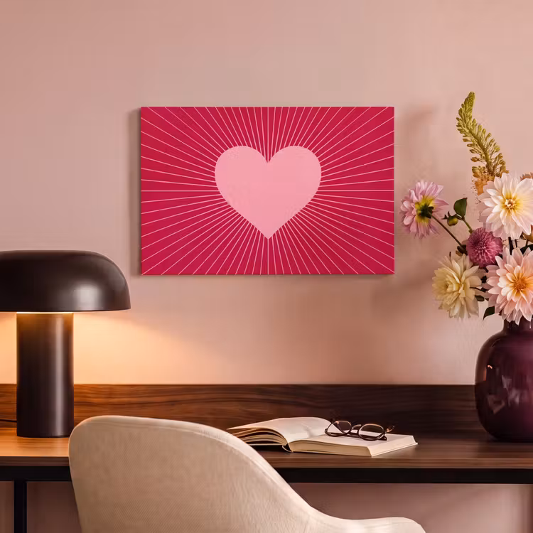 Canvas Print - Heart - Rays - Love - Abstract - Pink — 3