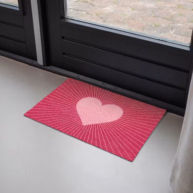 Doormat - Heart - Rays - Love - Abstract - Pink — 2