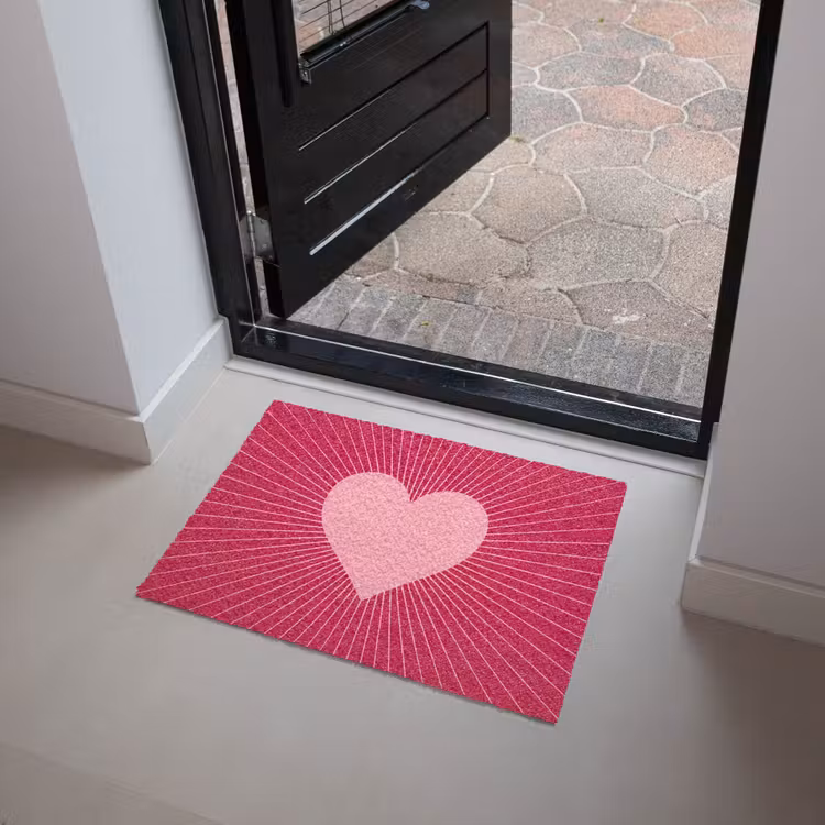 Doormat - Heart - Rays - Love - Abstract - Pink — 4