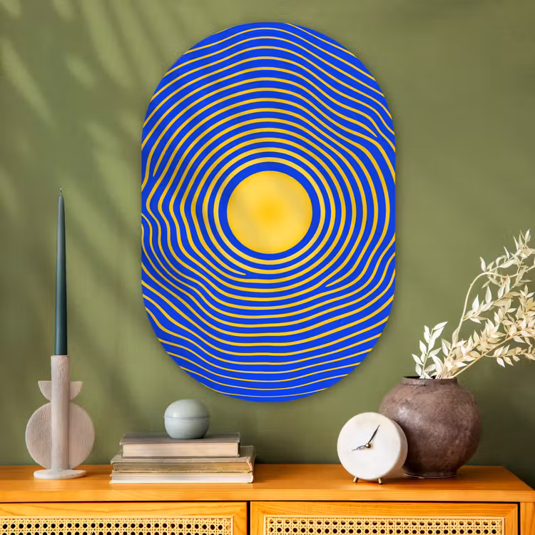Oval - Glass - Abstract Pattern - Blue — 2