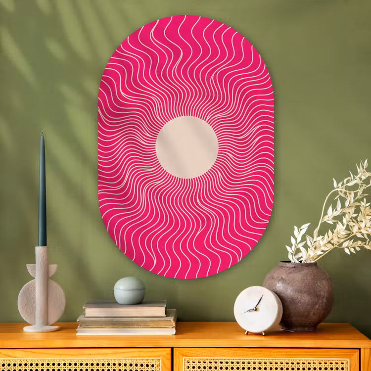 Oval - Glass - Abstract - Pattern - Pink — 2