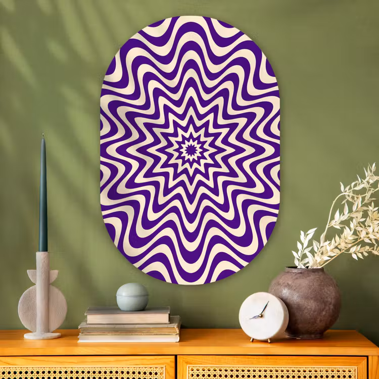 Oval - Glass - Abstract - Waves - Optical - Modern - Purple — 2