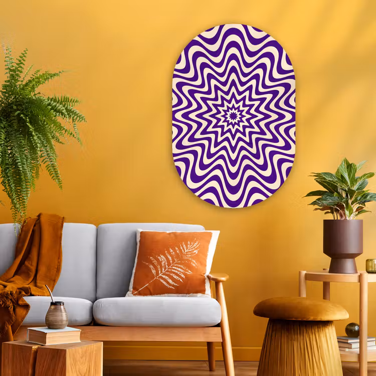Oval - Glass - Abstract - Waves - Optical - Modern - Purple — 3