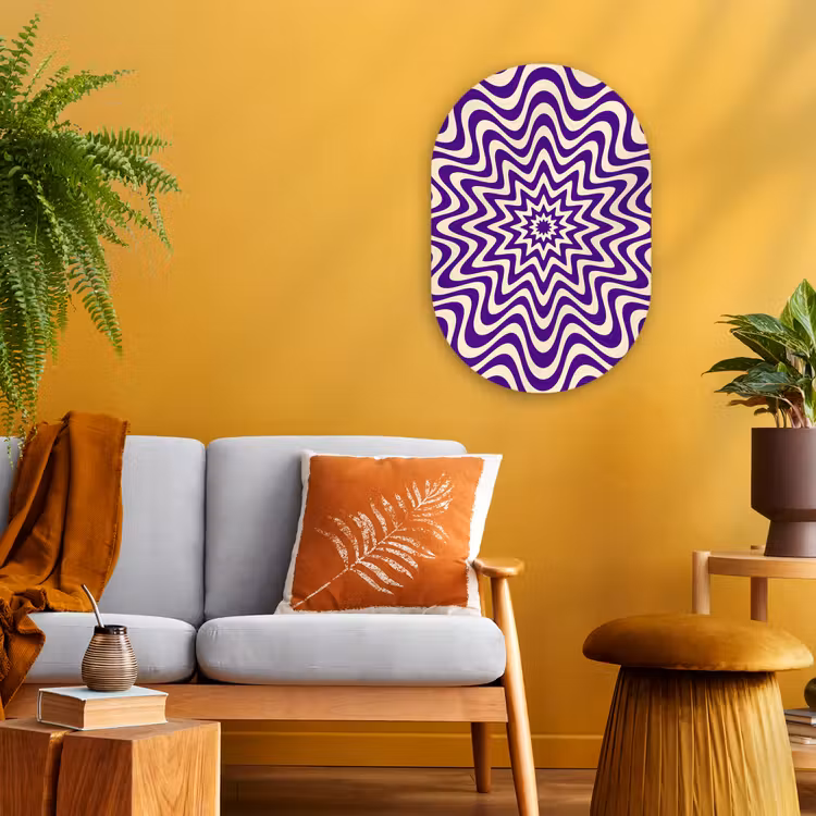 Oval - Plastic - Abstract - Waves - Optical - Modern - Purple — 2