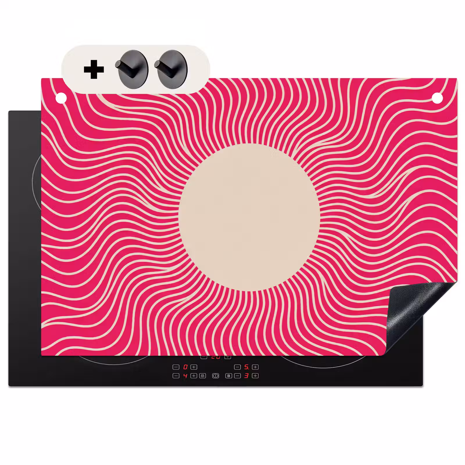 Induction Hob Cover & Splashback (2-in-1) - Abstract - Pattern - Pink — 1