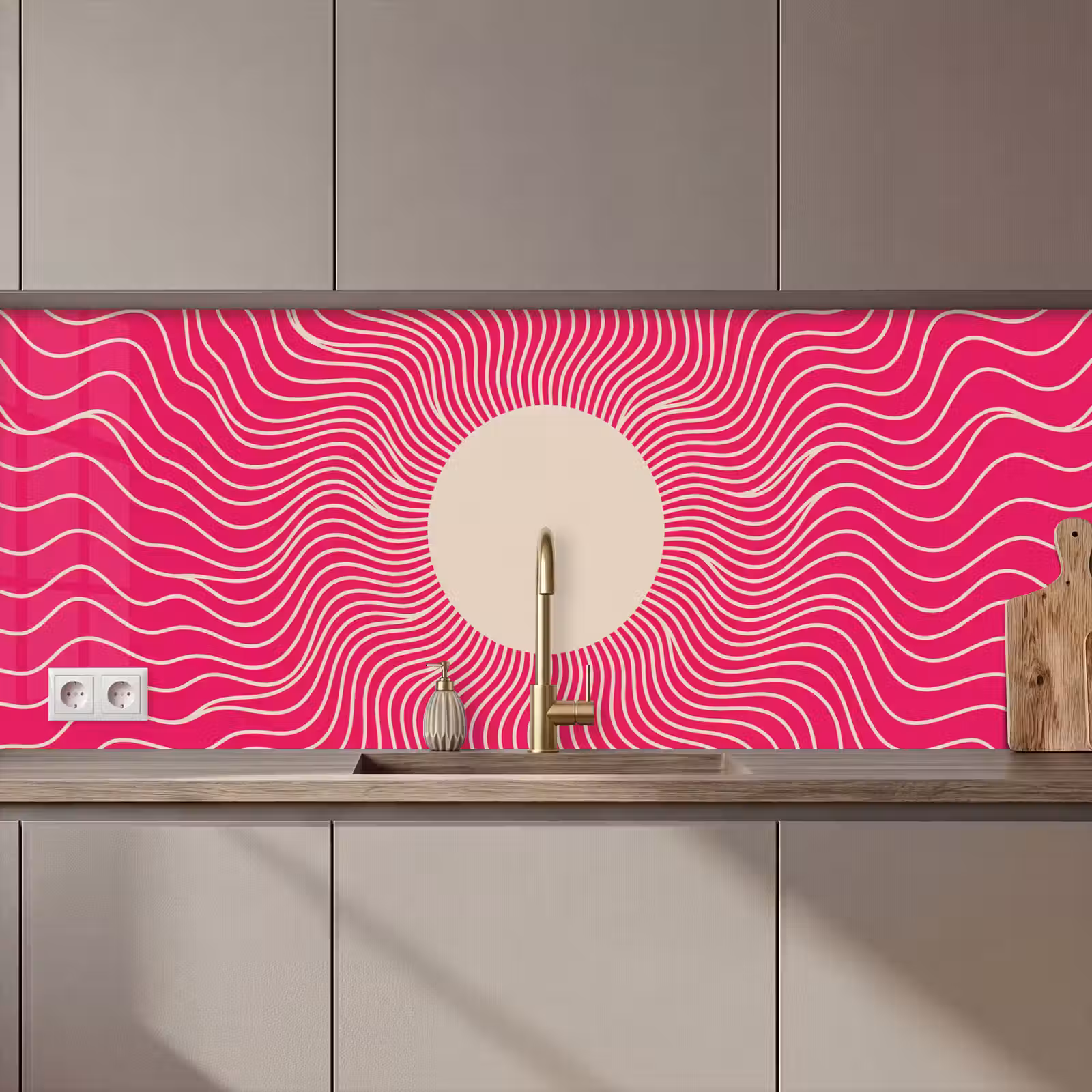 Kitchen Wall Splashback - Abstract - Pattern - Pink — 1