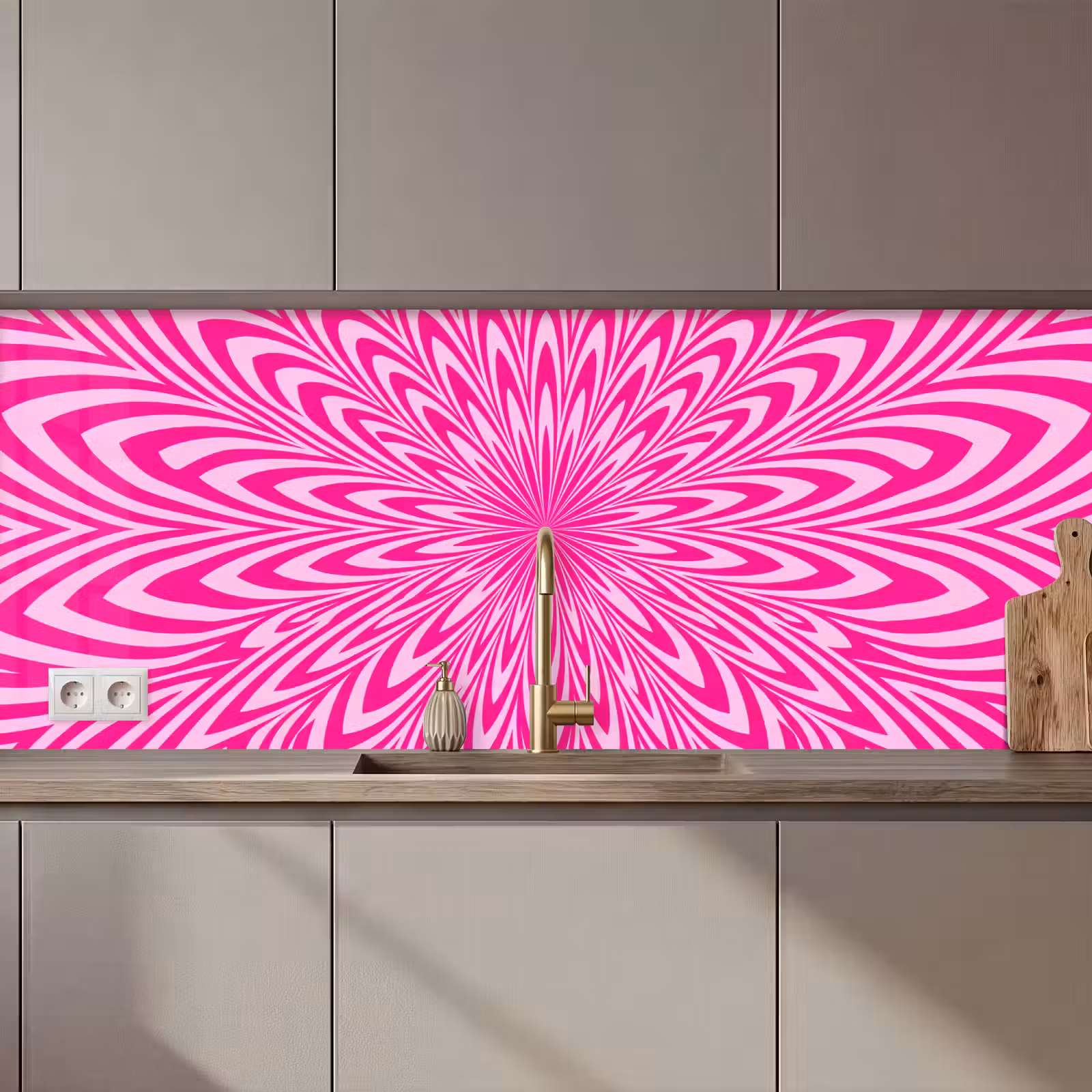 Kitchen Wall Splashback - Pattern - Optical - Pink — 1