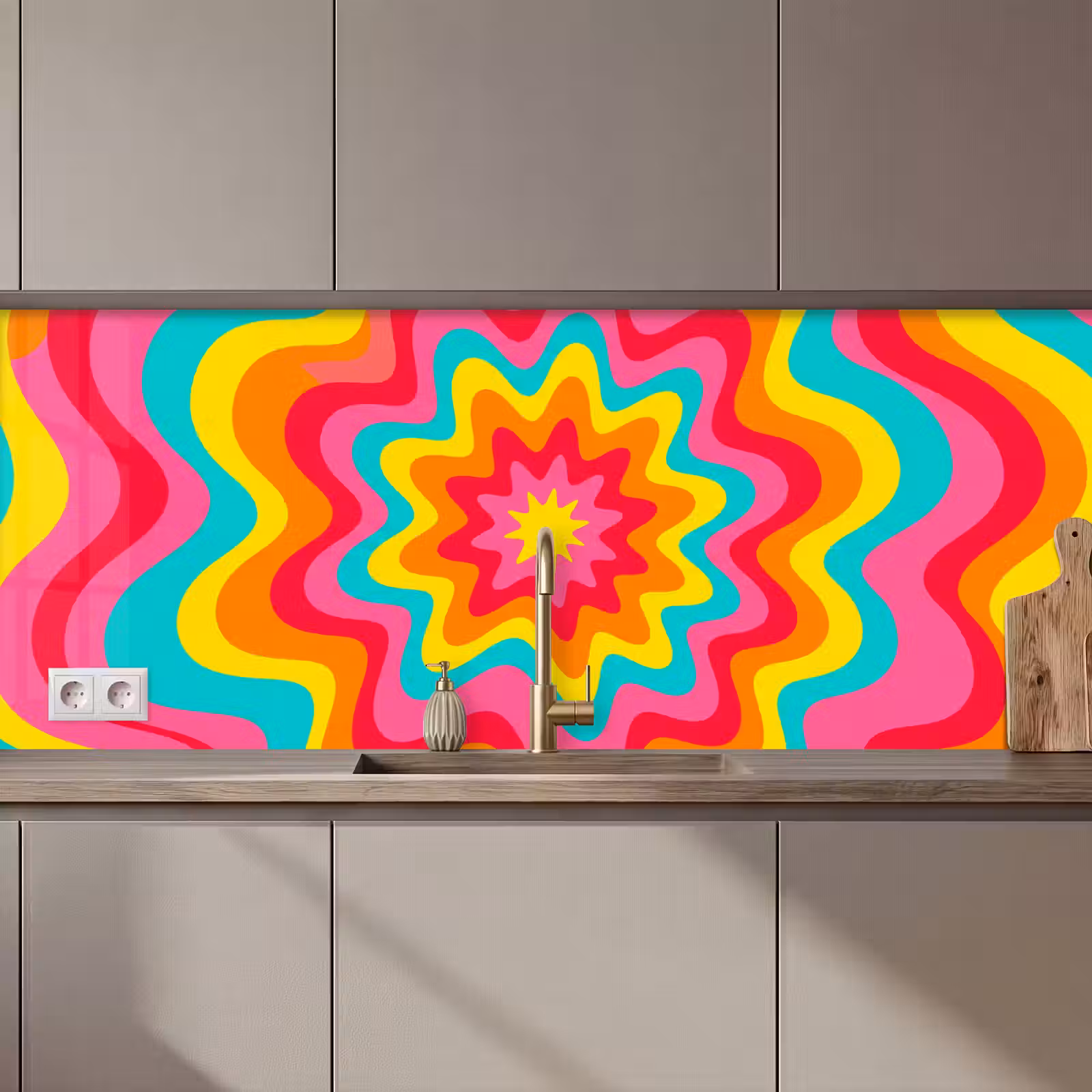 Kitchen Wall Splashback - Pattern - Wavy - Colorful — 1
