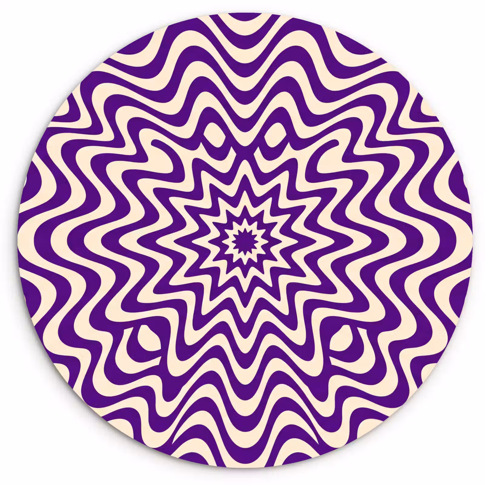 round wall art - Abstract - Waves - Optical - Modern - Purple — 1