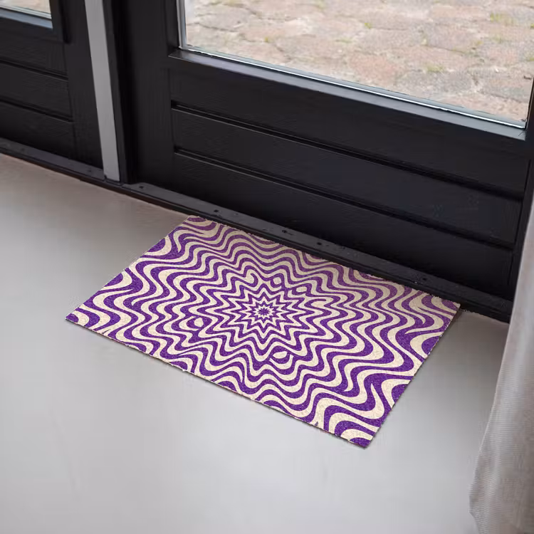 Doormat - Abstract - Waves - Optical - Modern - Purple — 2