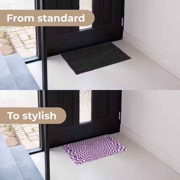 Doormat - Abstract - Waves - Optical - Modern - Purple — 3