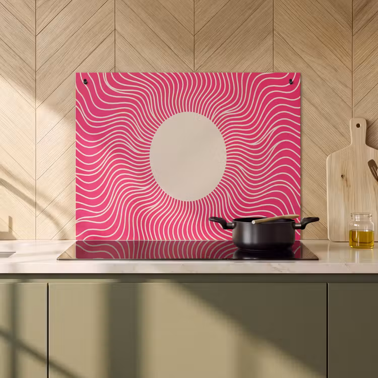 Induction Hob Cover & Splashback (2-in-1) - Abstract - Pattern - Pink — 2