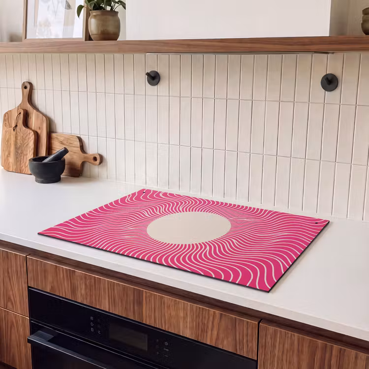 Induction Hob Cover & Splashback (2-in-1) - Abstract - Pattern - Pink — 3