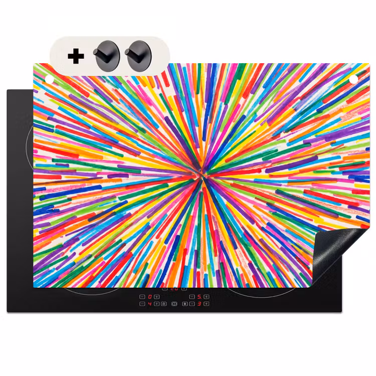 Induction Hob Cover & Splashback (2-in-1) - Lines - Colorful - Abstract — 1