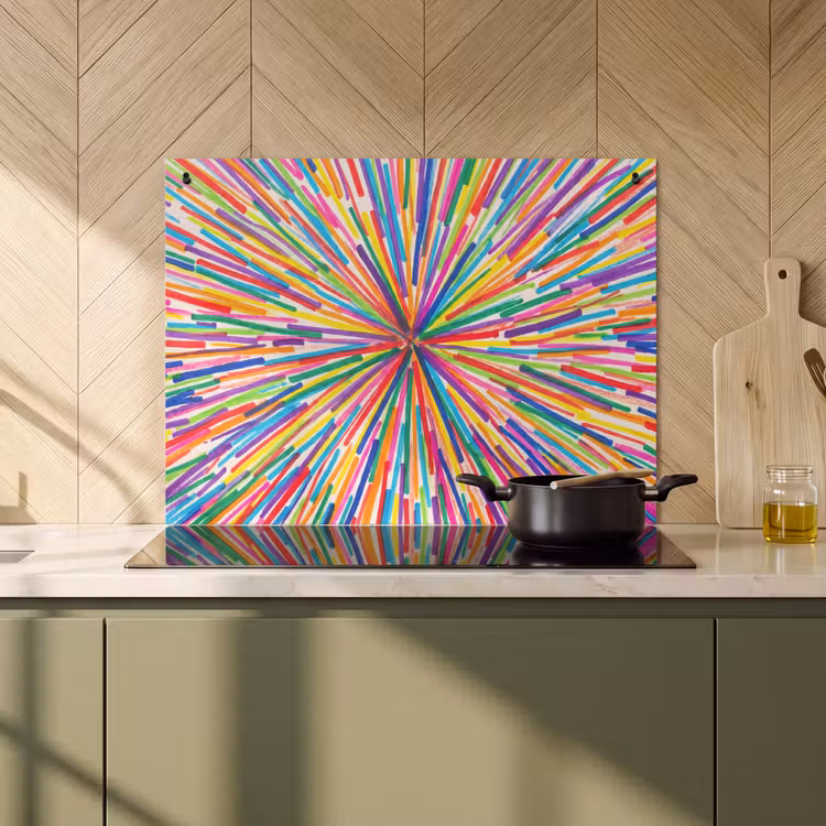 Induction Hob Cover & Splashback (2-in-1) - Lines - Colorful - Abstract — 2