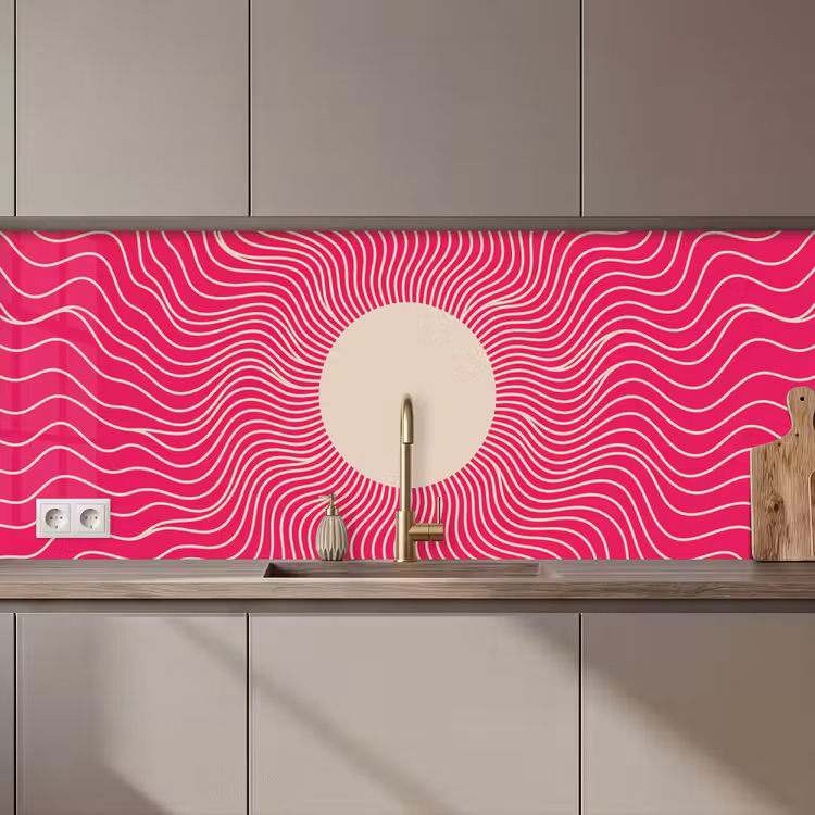 Kitchen Wall Splashback - Abstract - Pattern - Pink — 1