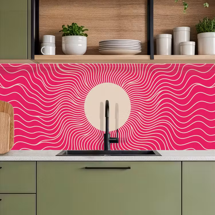 Kitchen Wall Splashback - Abstract - Pattern - Pink — 2