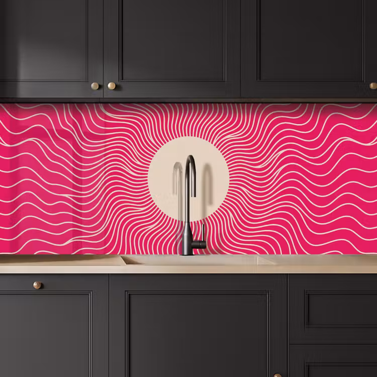 Kitchen Wall Splashback - Abstract - Pattern - Pink — 3