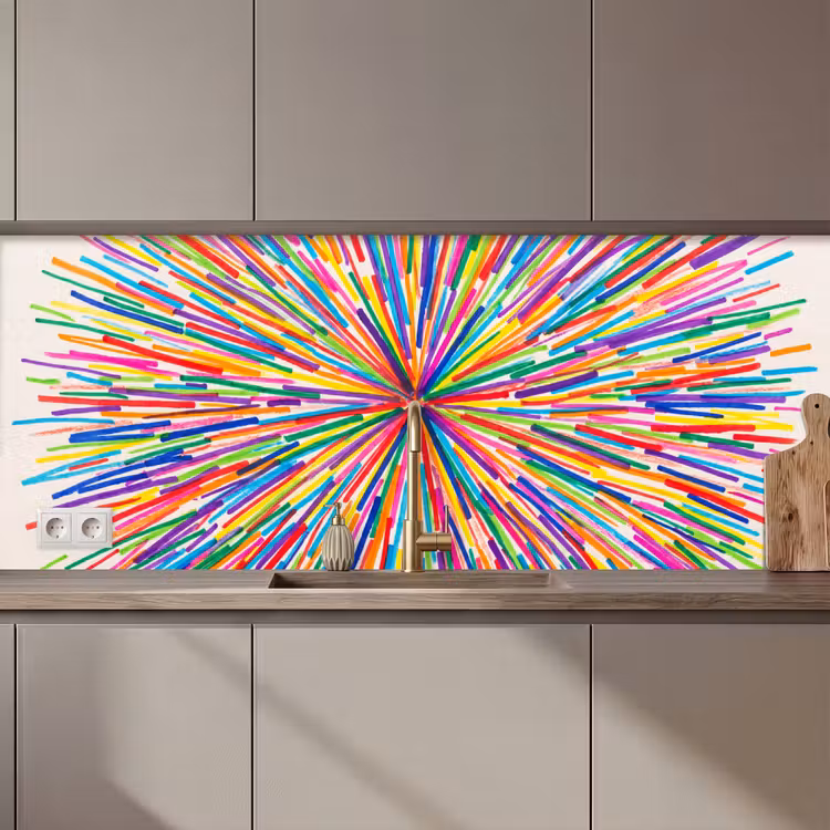 Kitchen Wall Splashback - Lines - Colorful - Abstract — 1