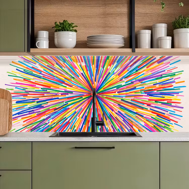 Kitchen Wall Splashback - Lines - Colorful - Abstract — 2