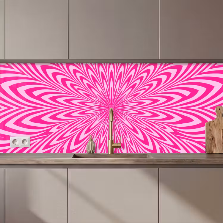 Kitchen Wall Splashback - Pattern - Optical - Pink — 1