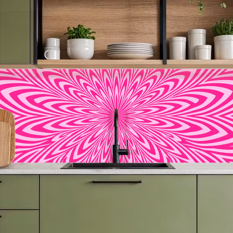 Kitchen Wall Splashback - Pattern - Optical - Pink — 2