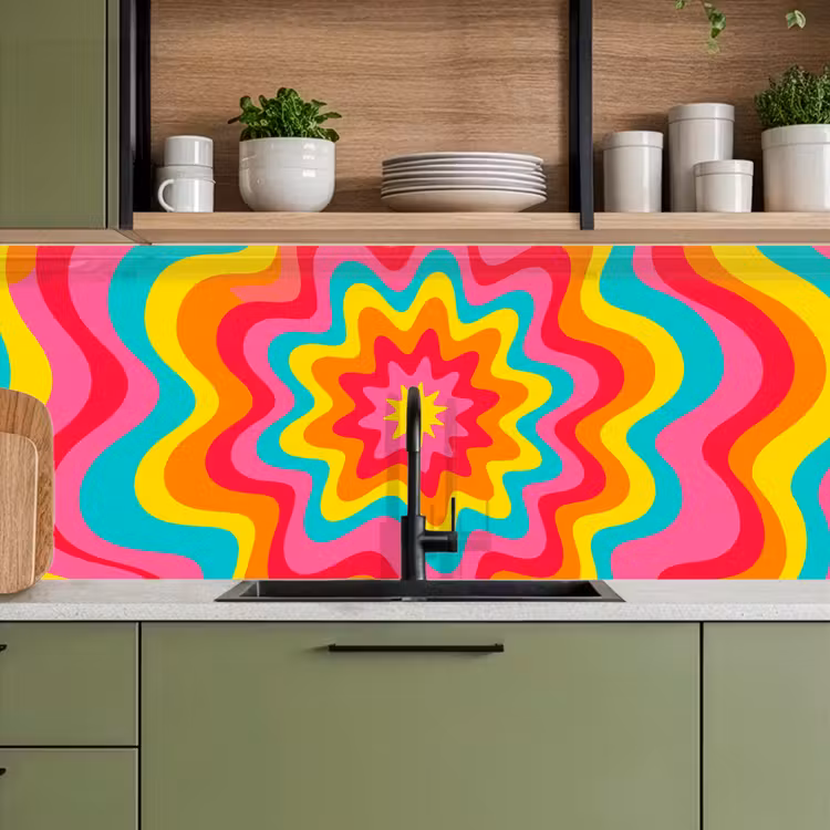 Kitchen Wall Splashback - Pattern - Wavy - Colorful — 2