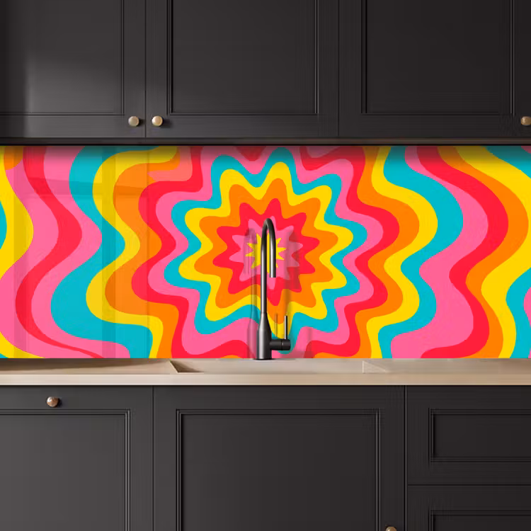 Kitchen Wall Splashback - Pattern - Wavy - Colorful — 3