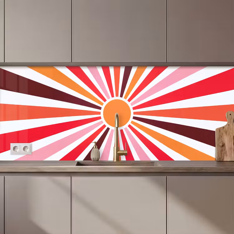 Kitchen Wall Splashback - Sun - Rays - Abstract - Colorful — 1