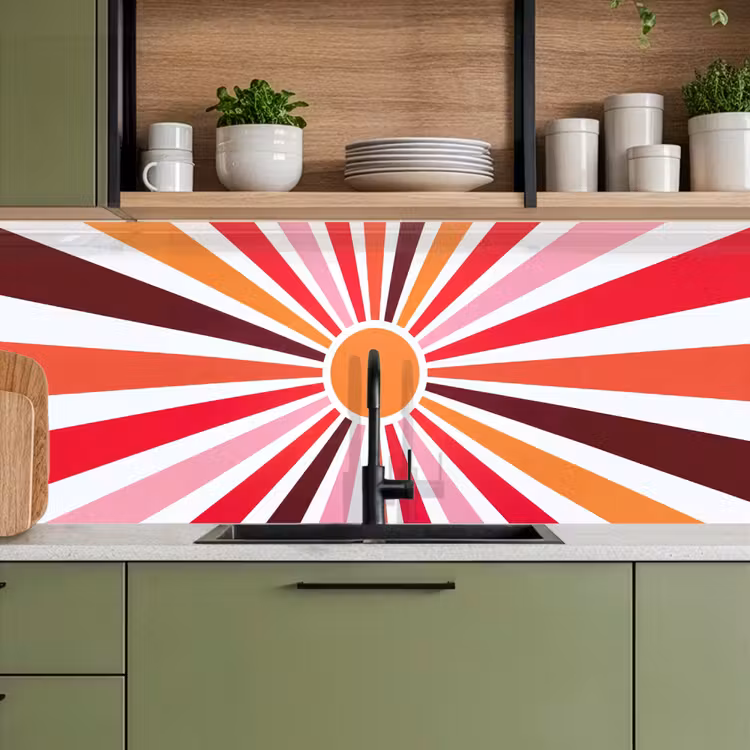 Kitchen Wall Splashback - Sun - Rays - Abstract - Colorful — 2