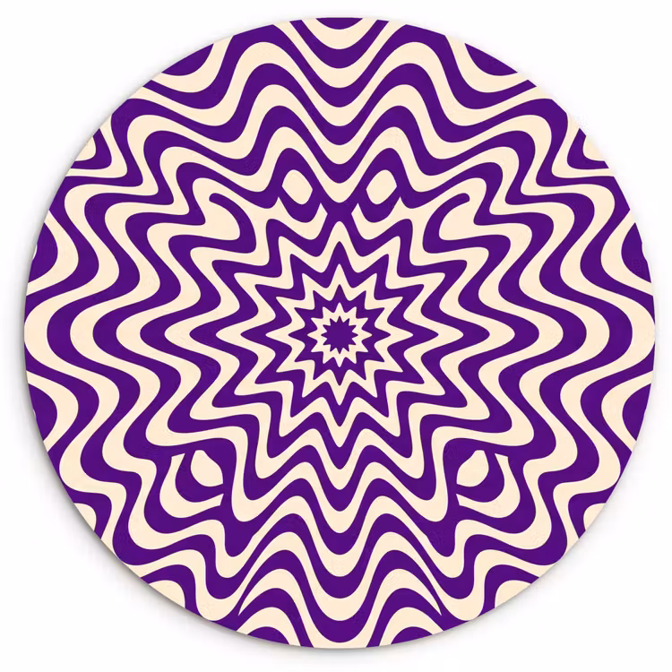 round wall art - Abstract - Waves - Optical - Modern - Purple — 1