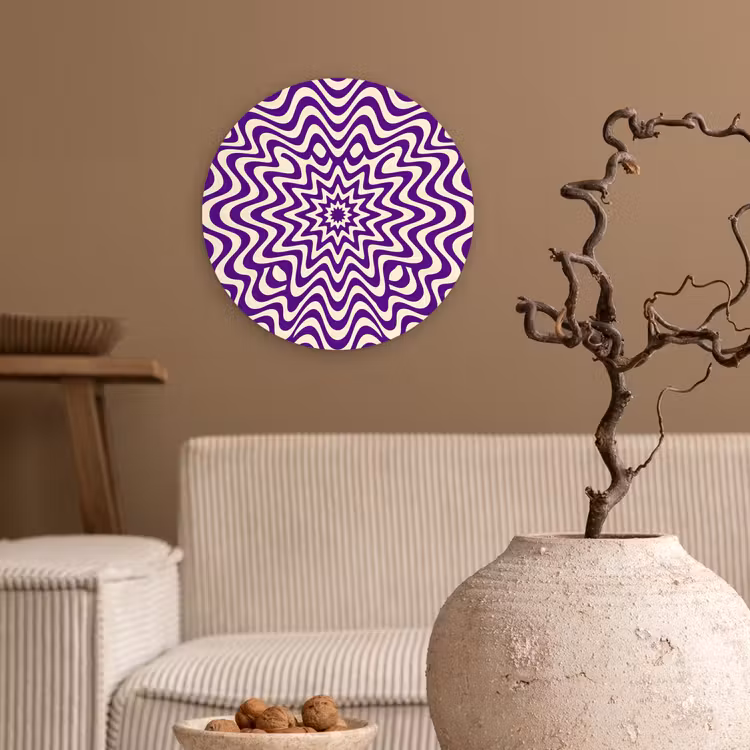 round wall art - Abstract - Waves - Optical - Modern - Purple — 2