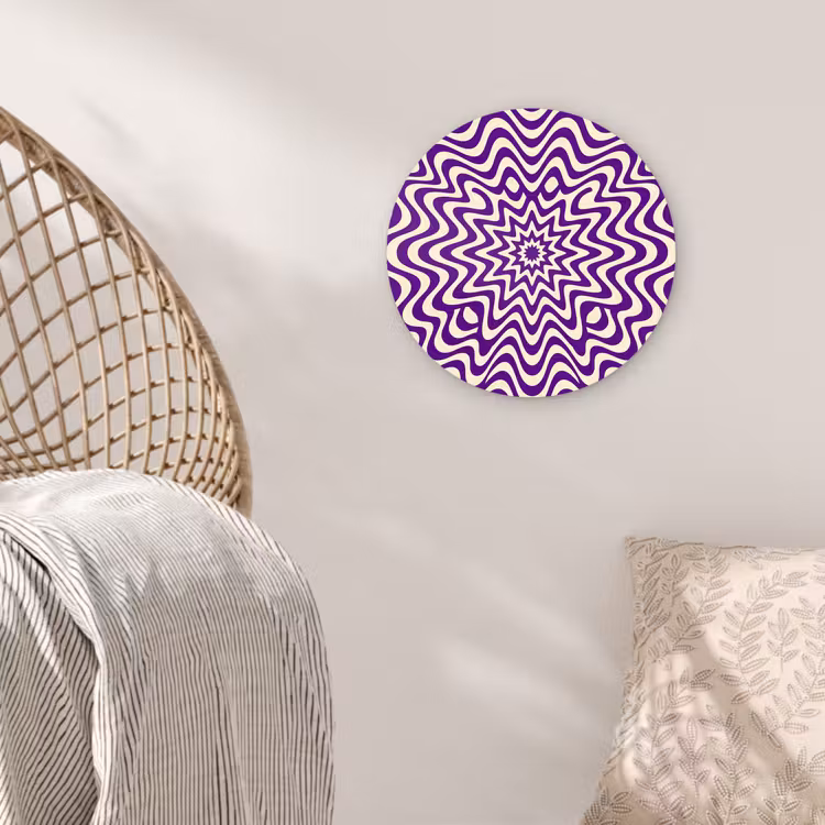 round wall art - Abstract - Waves - Optical - Modern - Purple — 5