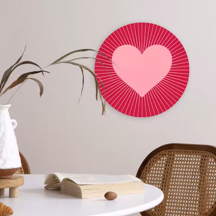 round wall art - Heart - Rays - Love - Abstract - Pink — 4