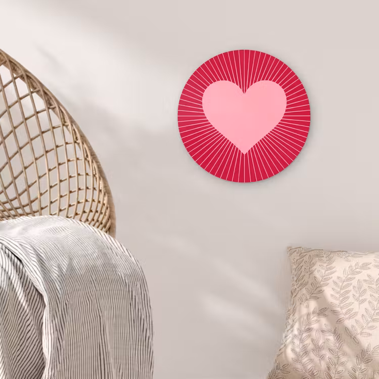 round wall art - Heart - Rays - Love - Abstract - Pink — 5