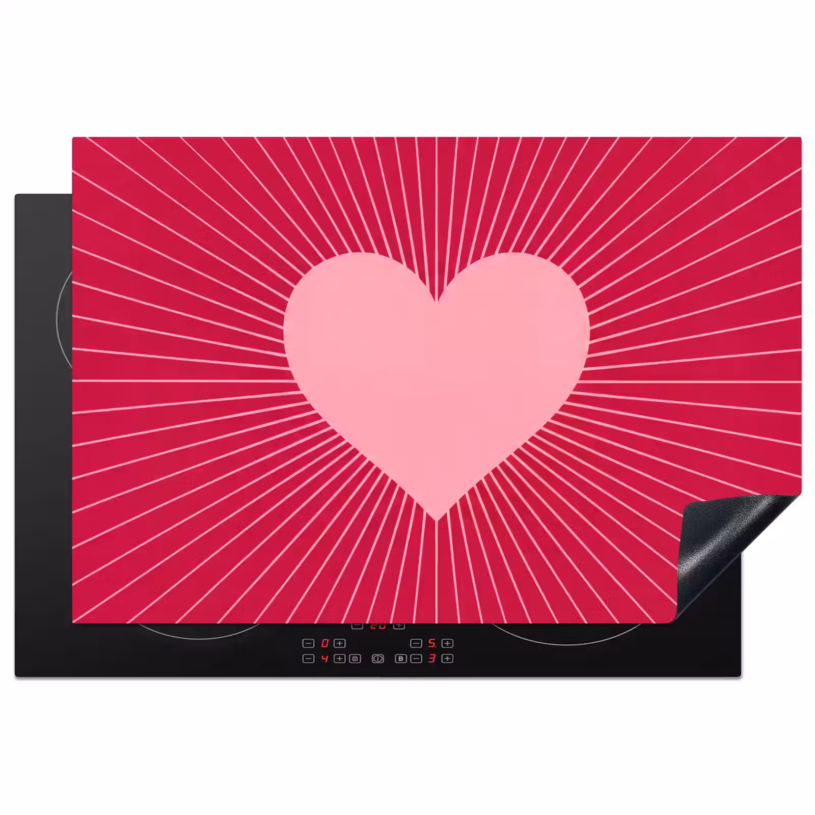 Induction Hob Cover - Heart - Rays - Love - Abstract - Pink — 1