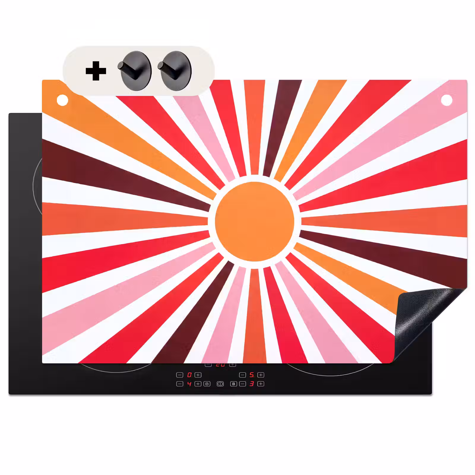 Induction Hob Cover & Splashback (2-in-1) - Sun - Rays - Abstract - Colorful — 1