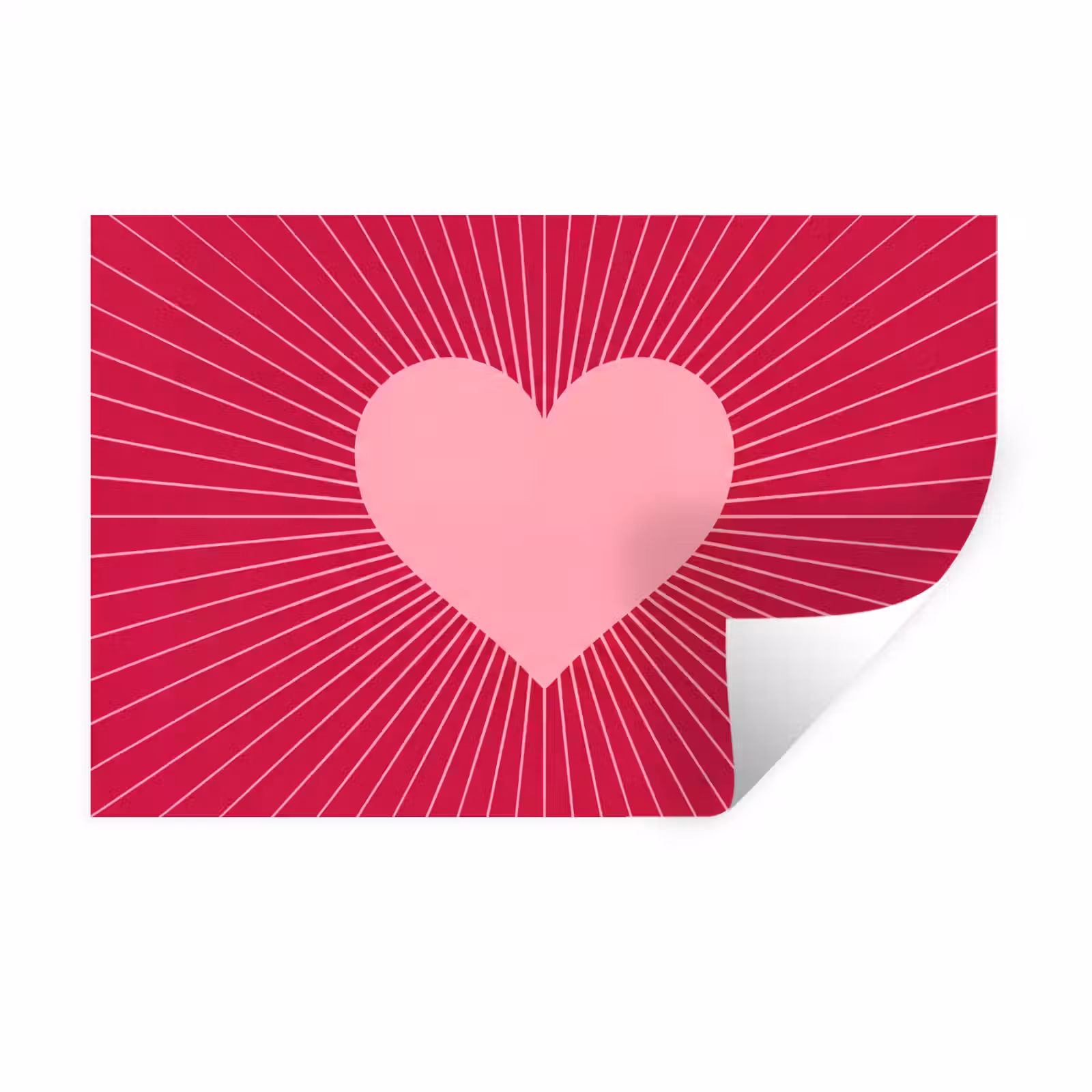 Wall Sticker - Heart - Rays - Love - Abstract - Pink — 1