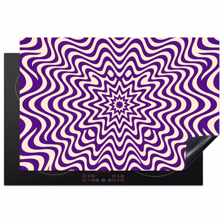 Induction Hob Cover - Abstract - Waves - Optical - Modern - Purple — 1