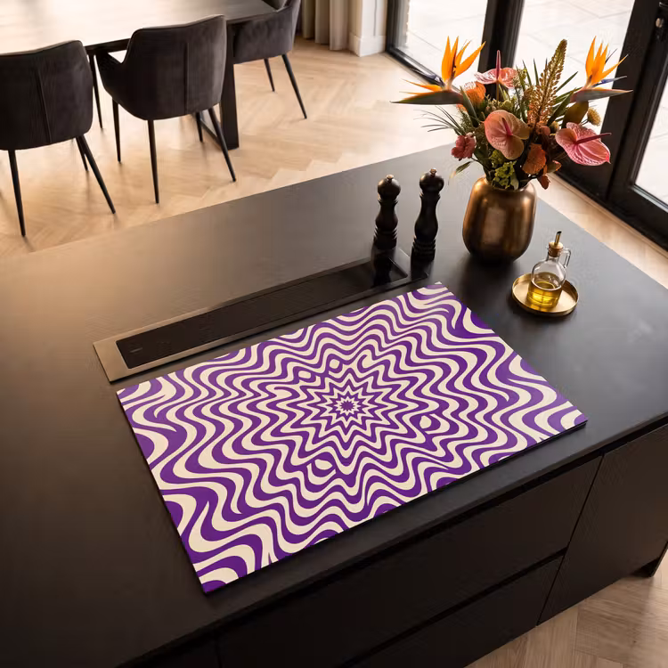 Induction Hob Cover - Abstract - Waves - Optical - Modern - Purple — 2