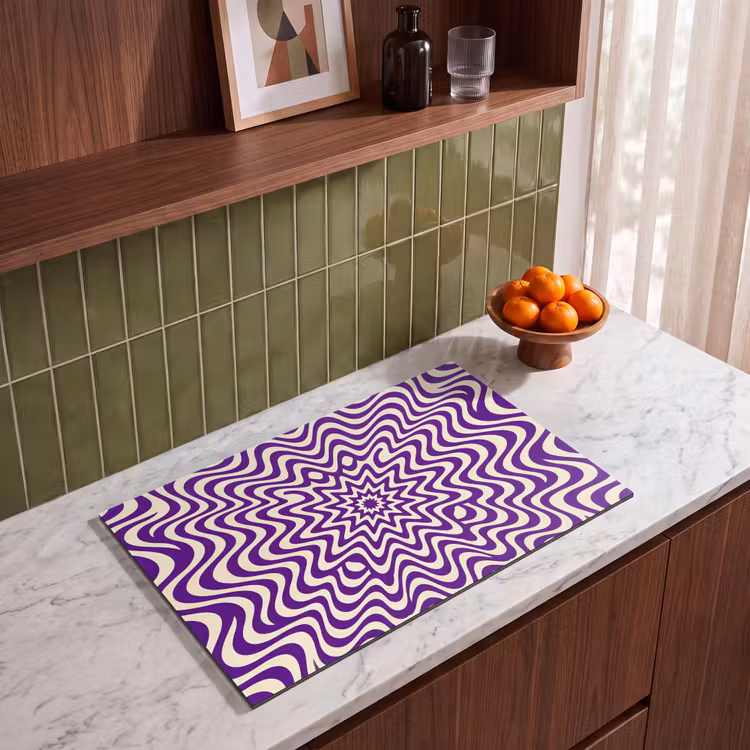 Induction Hob Cover - Abstract - Waves - Optical - Modern - Purple — 3