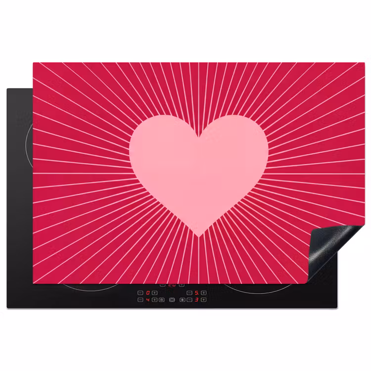 Induction Hob Cover - Heart - Rays - Love - Abstract - Pink — 1