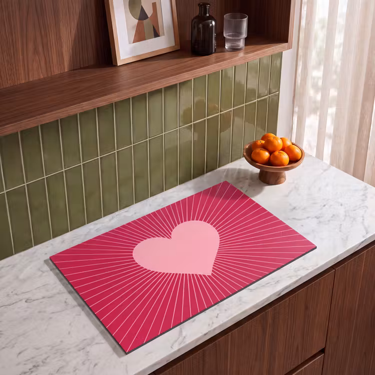 Induction Hob Cover - Heart - Rays - Love - Abstract - Pink — 3